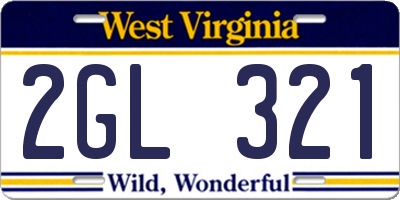 WV license plate 2GL321