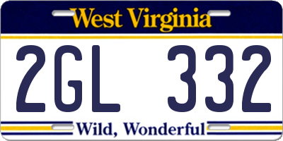 WV license plate 2GL332