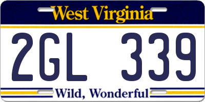 WV license plate 2GL339