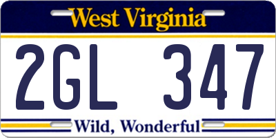 WV license plate 2GL347