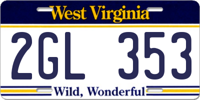 WV license plate 2GL353