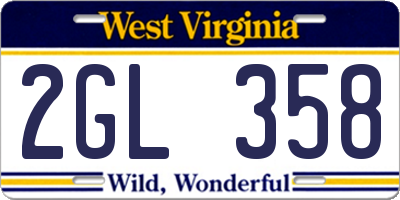 WV license plate 2GL358