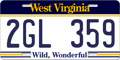 WV license plate 2GL359