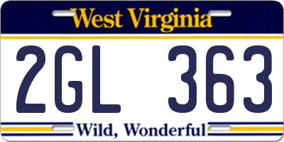 WV license plate 2GL363
