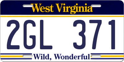 WV license plate 2GL371