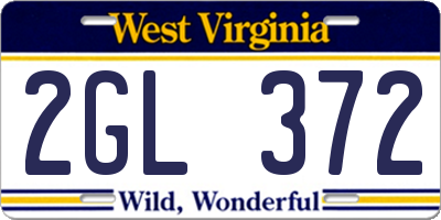 WV license plate 2GL372