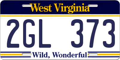 WV license plate 2GL373