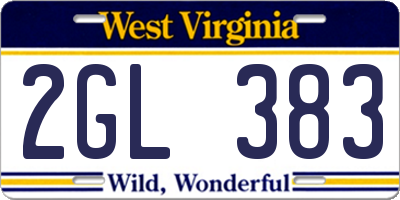 WV license plate 2GL383