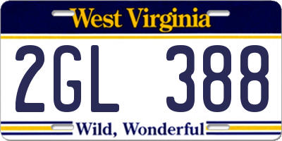 WV license plate 2GL388