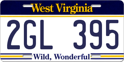 WV license plate 2GL395