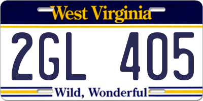WV license plate 2GL405