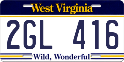 WV license plate 2GL416
