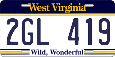WV license plate 2GL419