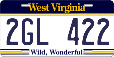 WV license plate 2GL422