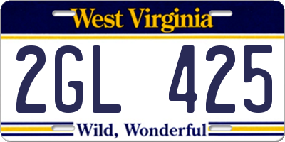 WV license plate 2GL425