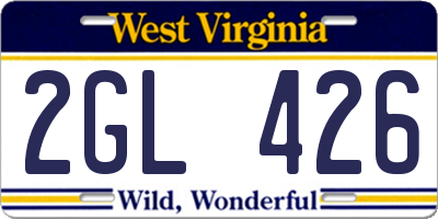 WV license plate 2GL426