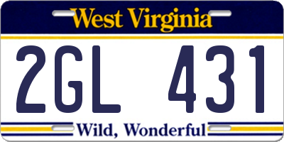 WV license plate 2GL431