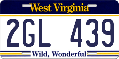 WV license plate 2GL439
