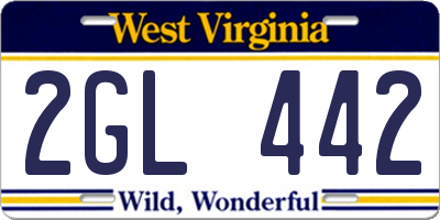 WV license plate 2GL442