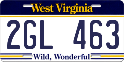 WV license plate 2GL463