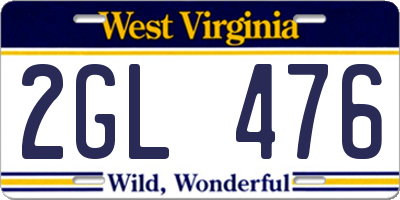 WV license plate 2GL476