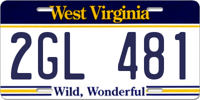 WV license plate 2GL481