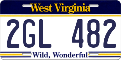 WV license plate 2GL482