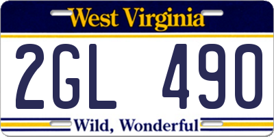 WV license plate 2GL490
