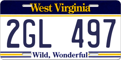 WV license plate 2GL497
