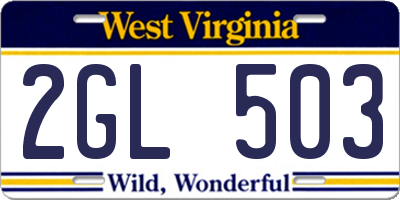 WV license plate 2GL503