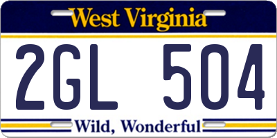 WV license plate 2GL504