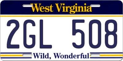 WV license plate 2GL508