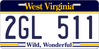 WV license plate 2GL511