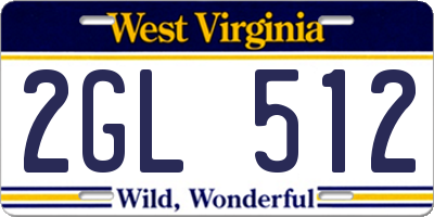 WV license plate 2GL512