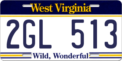 WV license plate 2GL513
