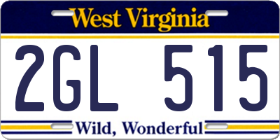 WV license plate 2GL515
