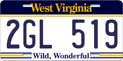WV license plate 2GL519