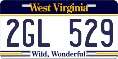 WV license plate 2GL529