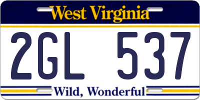 WV license plate 2GL537