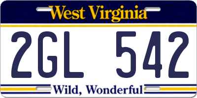WV license plate 2GL542
