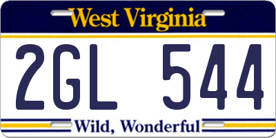 WV license plate 2GL544
