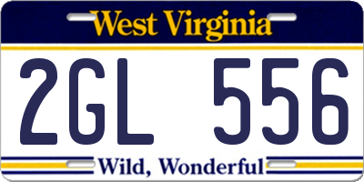 WV license plate 2GL556
