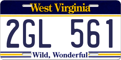 WV license plate 2GL561