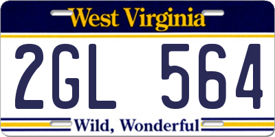 WV license plate 2GL564