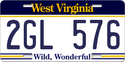 WV license plate 2GL576