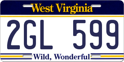 WV license plate 2GL599