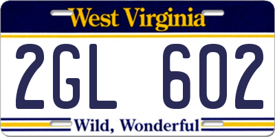 WV license plate 2GL602