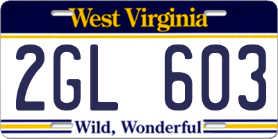 WV license plate 2GL603