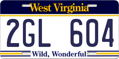 WV license plate 2GL604