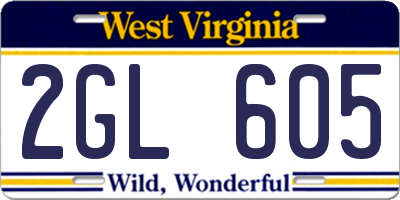 WV license plate 2GL605